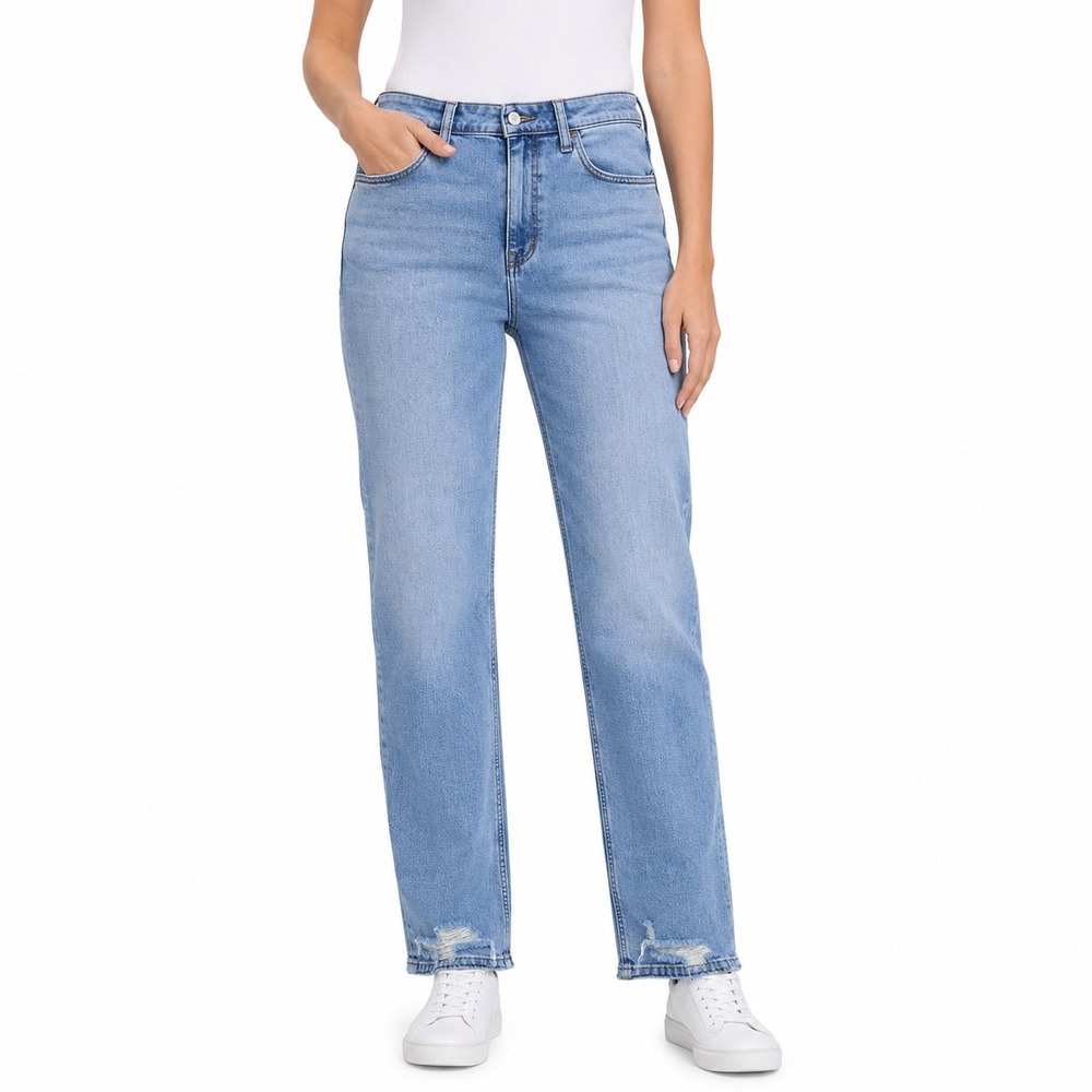 Maurices M Jeans Womens 16 Regular High Rise Slim Straight Ankle Light Wash Blue